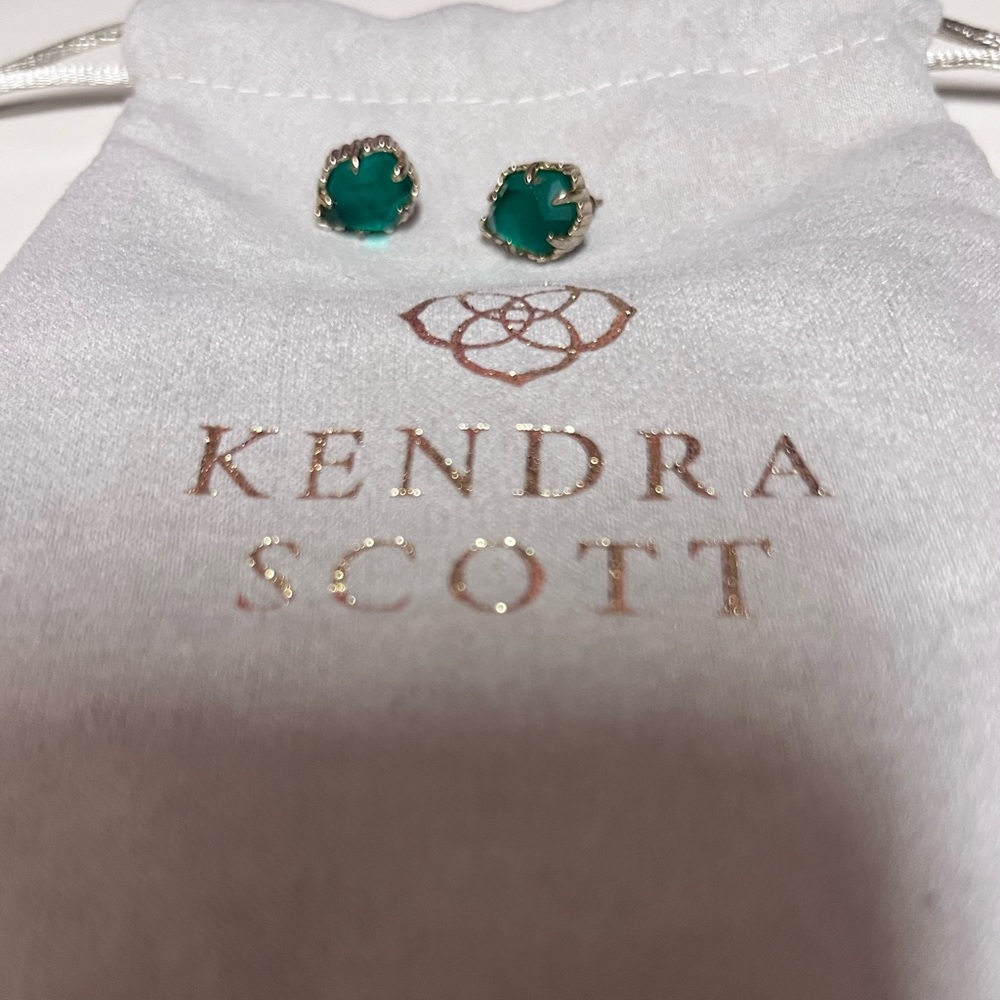 Kendra Scott Green and Gold Tessa Stud Earrings